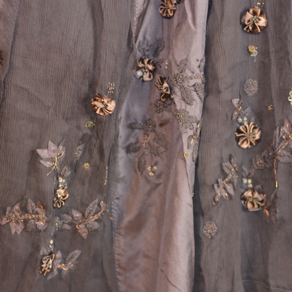 Coldwater Creek, 100%Silk  Embellished Skirt Brown Multiple Sizes NWOT - Picture 1 of 7